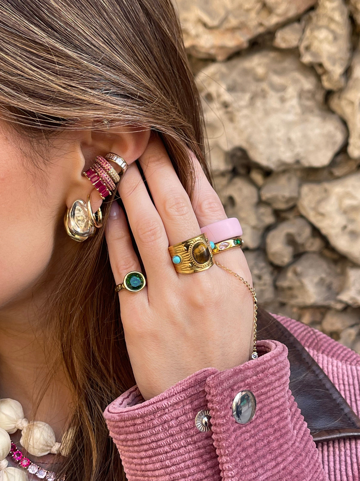 Double Color Stud Earrings