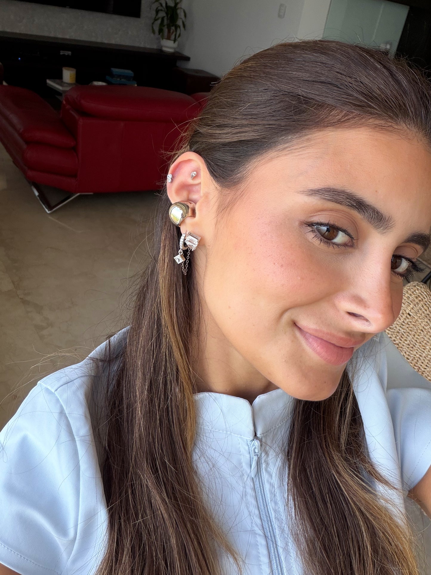Chain crystal earrings