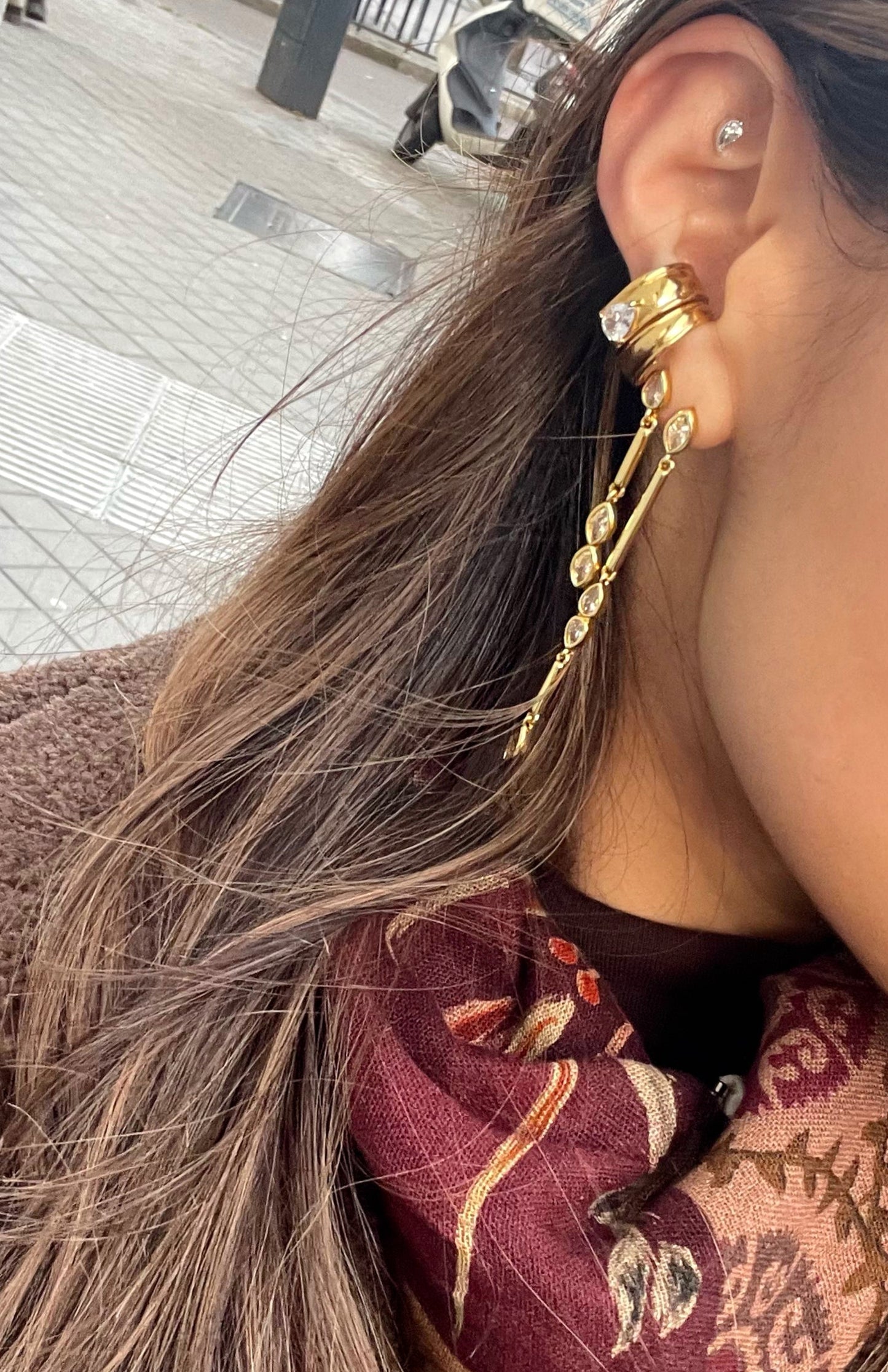 Drop Bezel Earrings