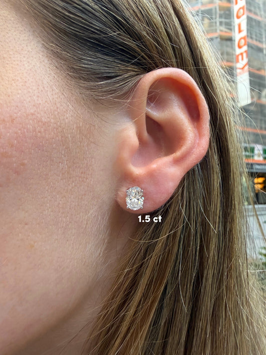 Oval Cut Solitaire Stud Earrings