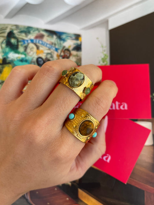 Natural Triple Stone Ring