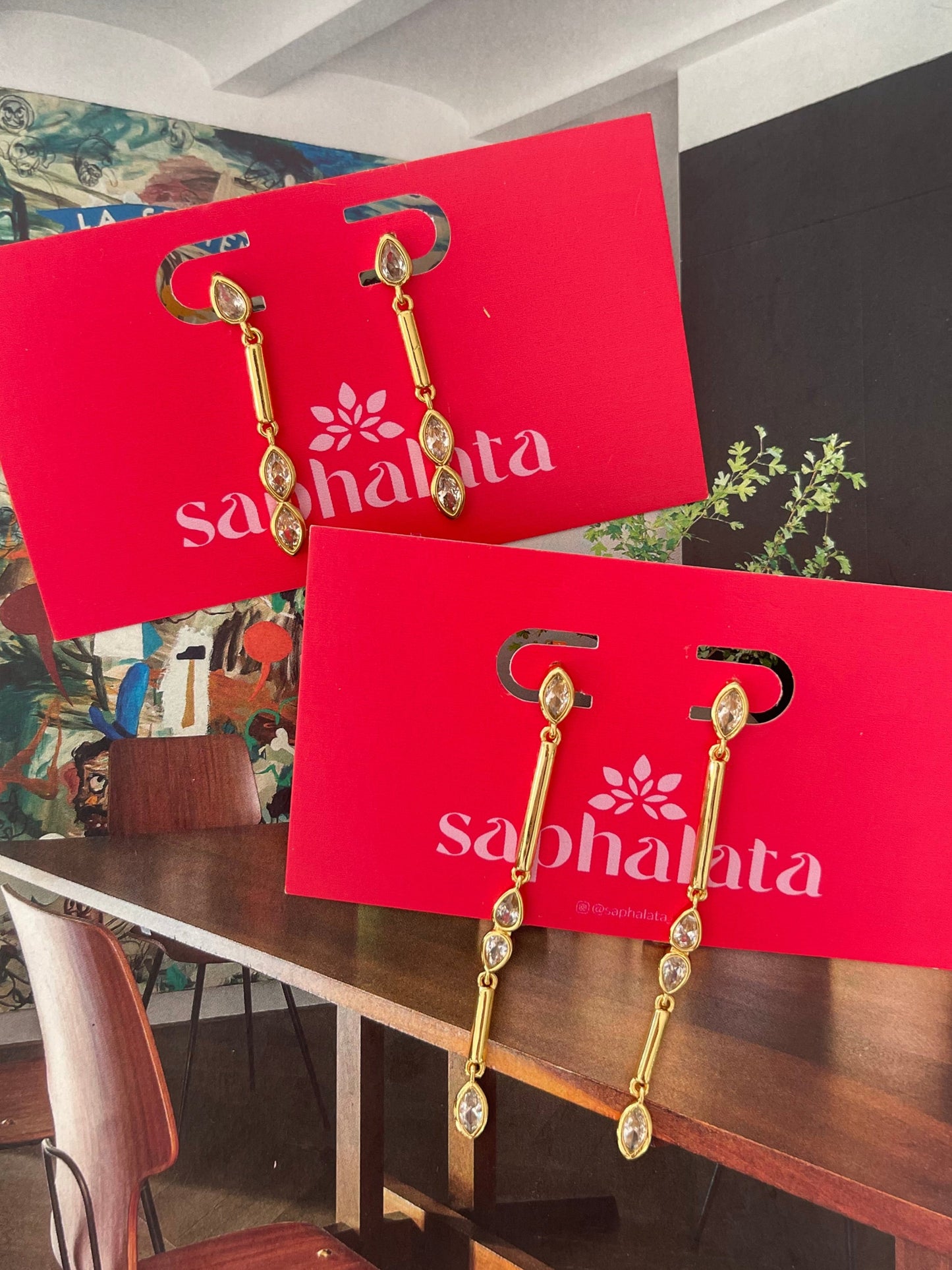 Drop Bezel Earrings