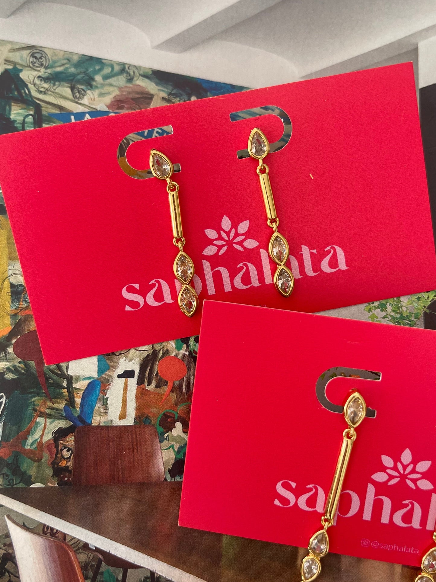 Drop Bezel Earrings