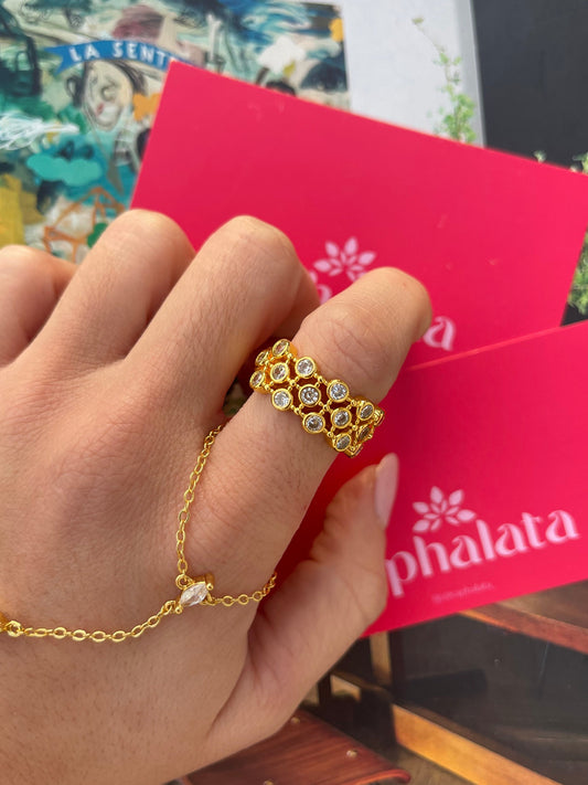 Triple Layer Crystal Ring